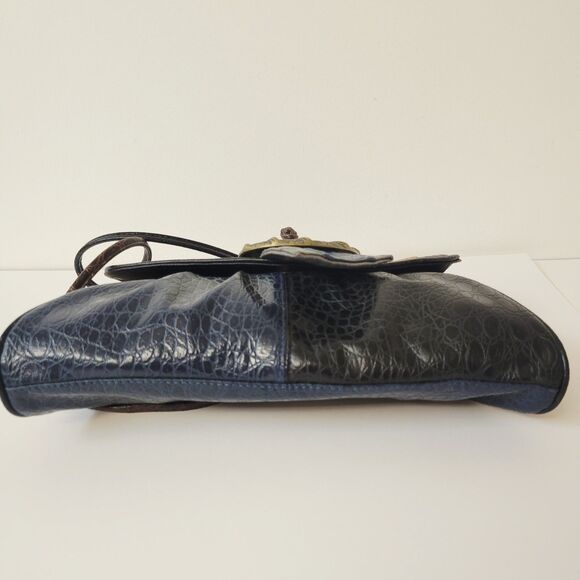 Vintage Rivage Patchwork  Exotic Frog Skin Design Crossbody/Shoulde - Picture 6 of 11